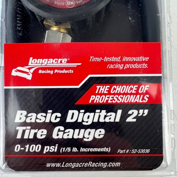 Longacre Basic Digital 2 in Tire Pressure Gauge 52-53036 0-100 psi Red - Picture 3 of 10